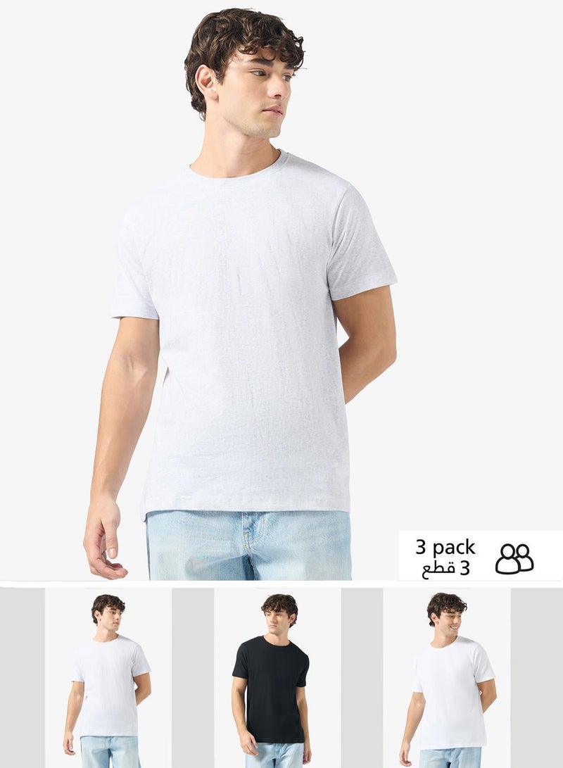 Seventy Five Basics Pack of 3 Round Neck T-Shirt - Image 3